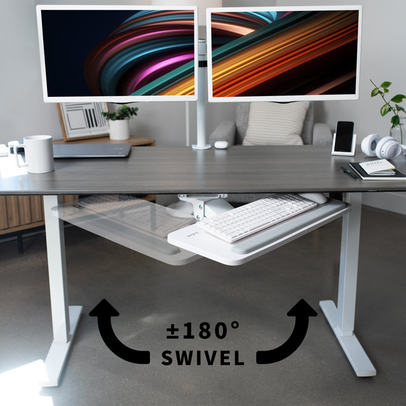 Adjustable Under Desk Keyboard Platform Tray KB03B Series White